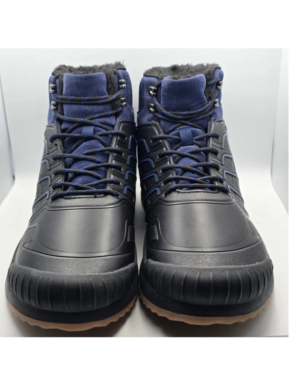 Men's Unbranded Winter Boots Black and Blue Faux Fur Lined 11 men's